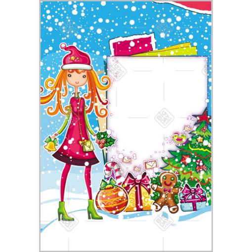 Girl with gifts frame - portrait
