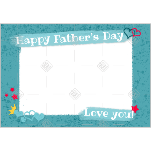 Fathers Day love you blue frame - landscape