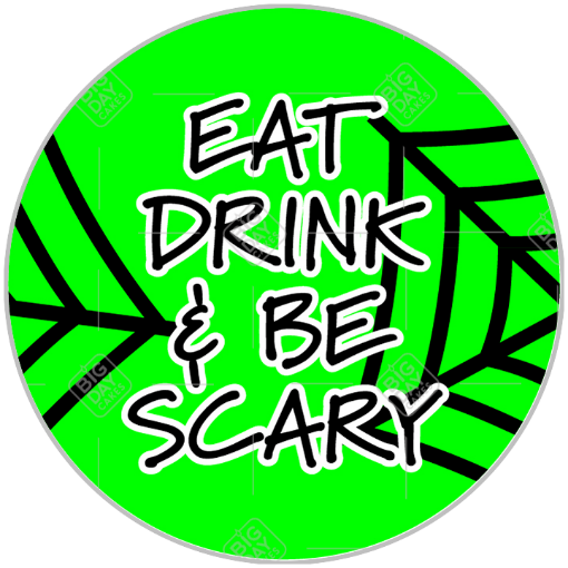 Be Scary spiderweb green topper - round