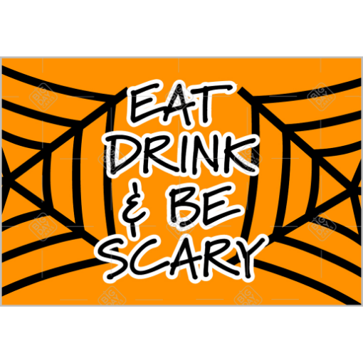 Be Scary spiderweb orange topper - landscape
