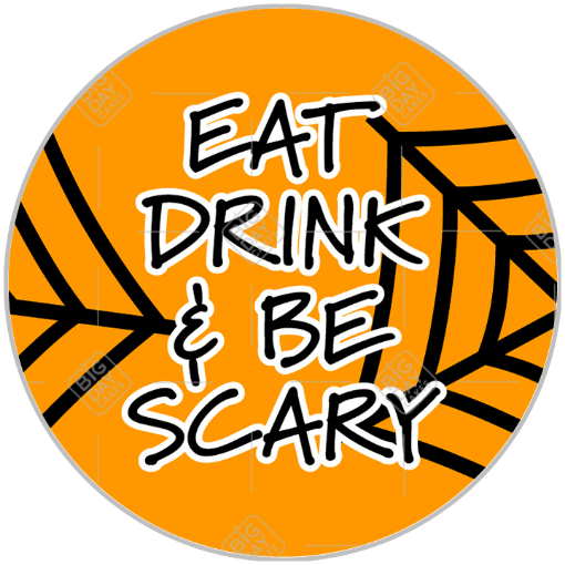 Be Scary spiderweb orange topper - round