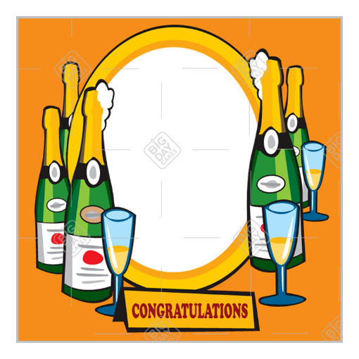 Champagne bottles frame - square
