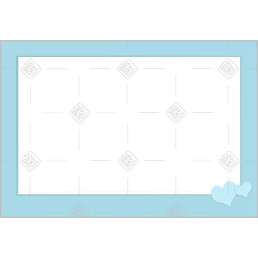Simple blue hearts bottom frame - landscape