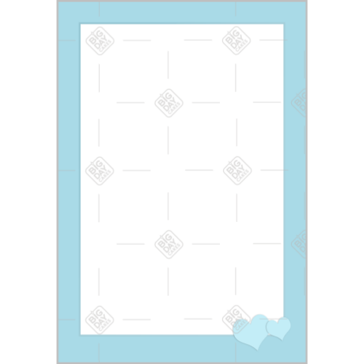 Simple blue hearts frame - portrait