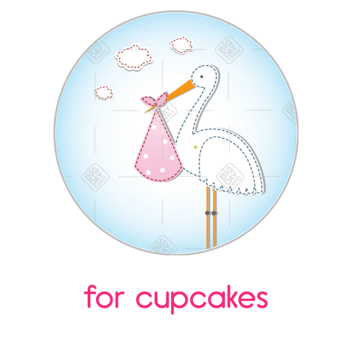 Baby stork topper - cupcake