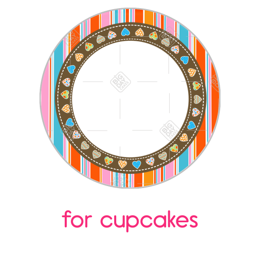 Stripey birds frame - cupcake