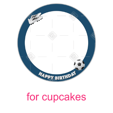 Happy Birthday Football dark blue frame - cupcake