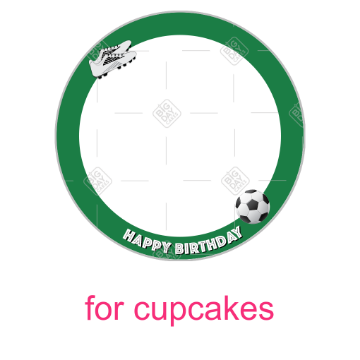Happy Birthday Football green frame - cupcake