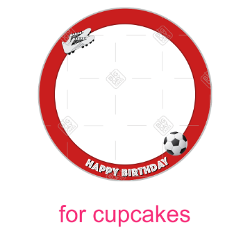 Happy Birthday Football red frame - cupcake