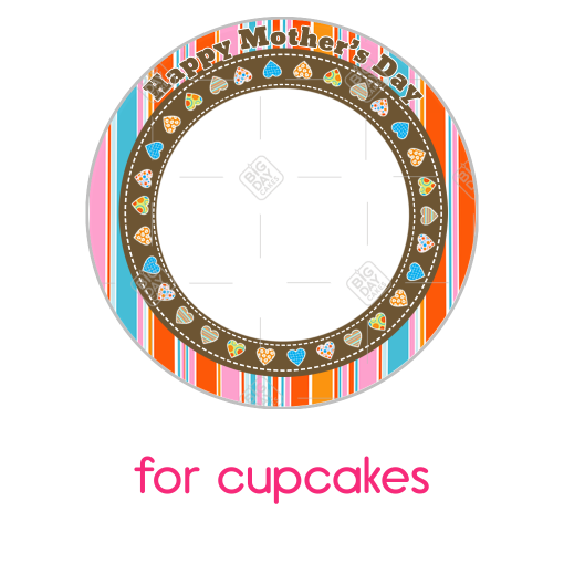 Mothers Day stripey frame - cupcake