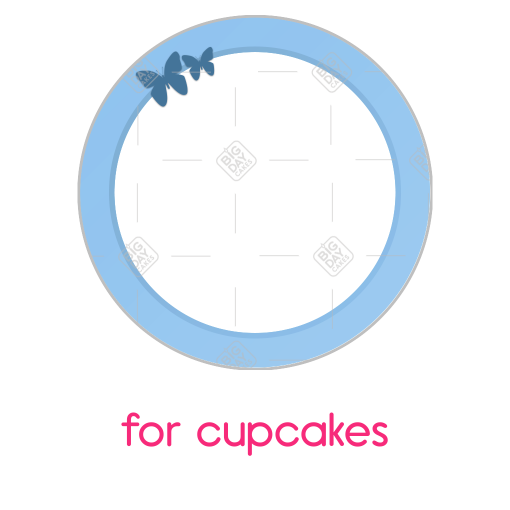 Simple blue frame with blue butterflies frame - cupcakes