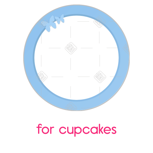 Simple blue frame with butterflies frame - cupcake