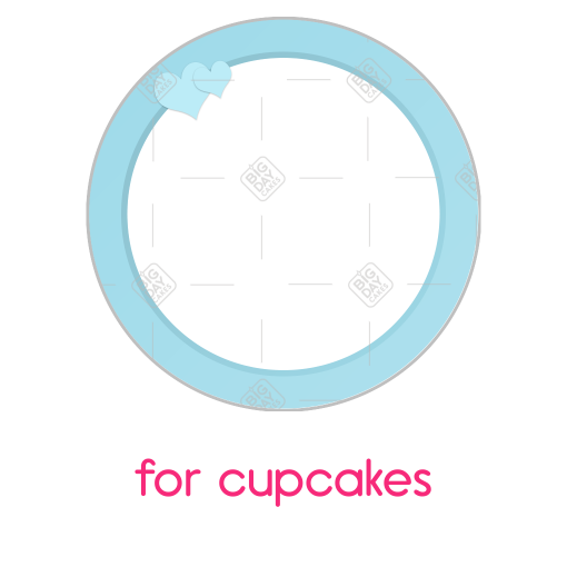 Simple blue hearts top frame - cupcake