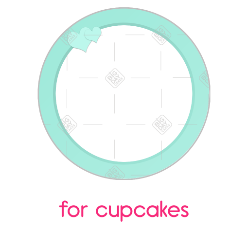 Simple green hearts top frame - cupcake