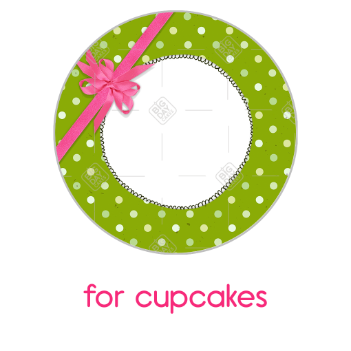 Spotty green frame - cupcake