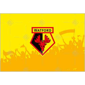 Watford FC with fans Happy Birthday topper - landscape
