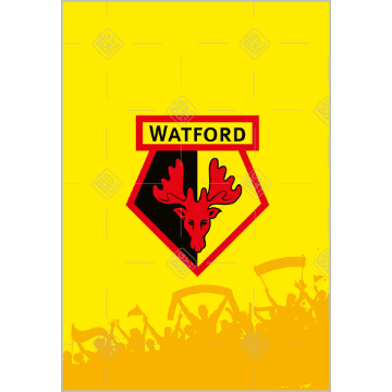 Watford FC with fans Happy Birthday topper - portrait