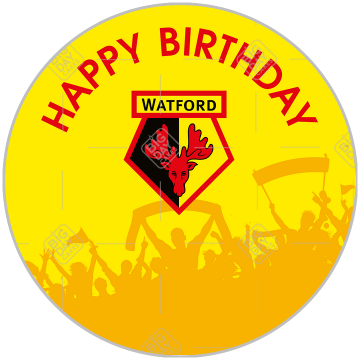 Watford FC with fans Happy Birthday topper - round