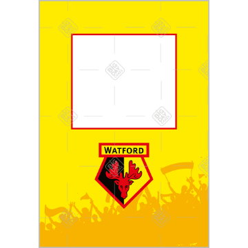 Watford FC with fans Happy Birthday frame - portrait