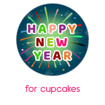 Happy New Year dark background topper - cupcakes