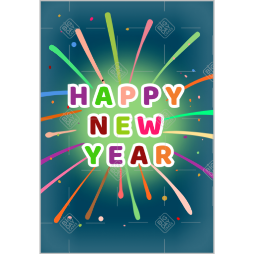 Happy New Year dark background topper - portrait