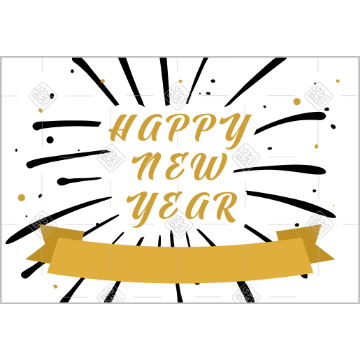 Happy New Year golden ribbon topper - landscape