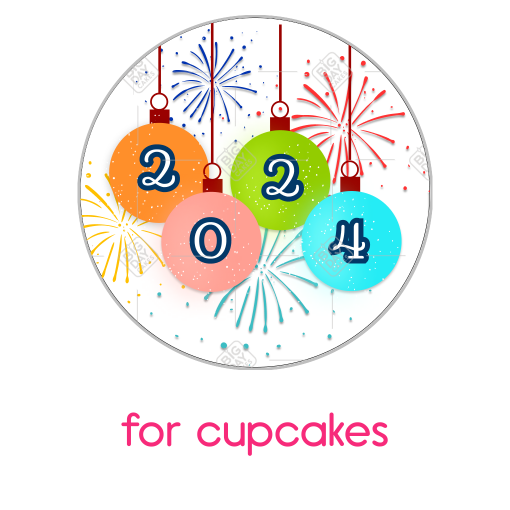 Happy New Year-baubles topper - cupcakes