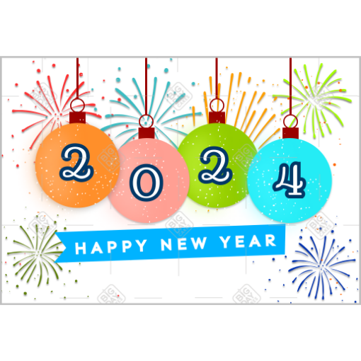 Happy New Year-baubles topper - landscape