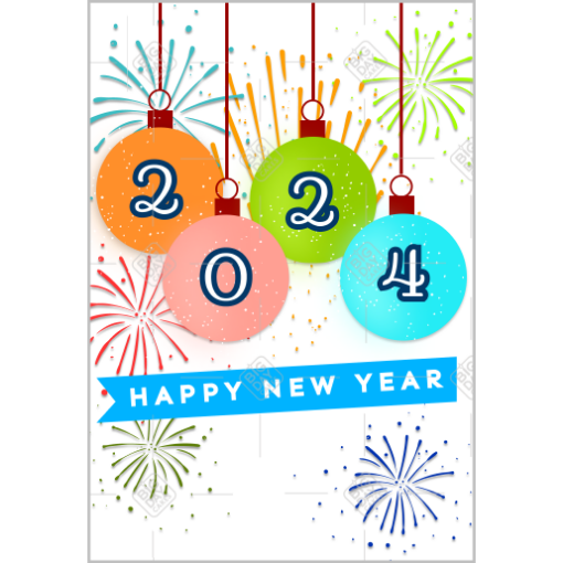 Happy New Year-baubles topper - portrait