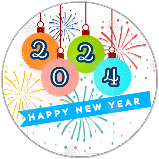 Happy New Year-baubles topper - round