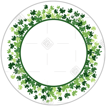 Shamrocks on white frame - round