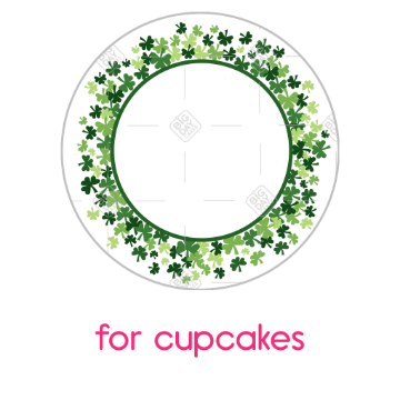 Shamrocks on white frame - cupcakes
