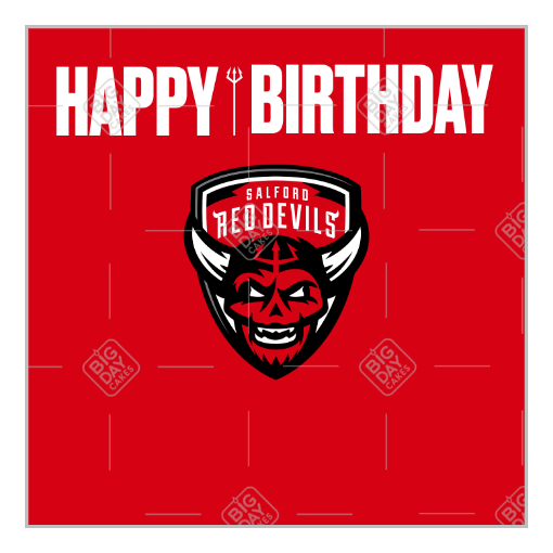Salford Red Devils Happy Birthday cake topper - square