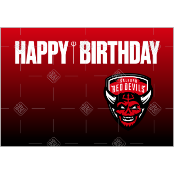 Salford Red Devils fade Happy Birthday cake topper - landscape