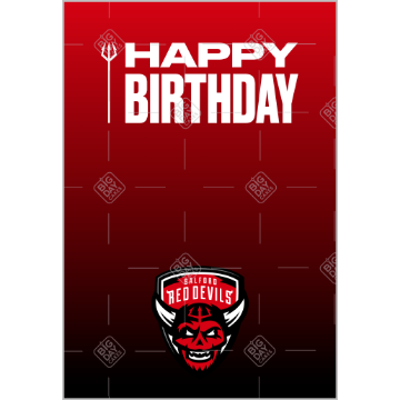 Salford Red Devils fade Happy Birthday cake topper - portrait