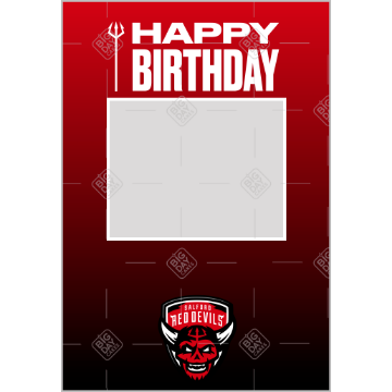 Salford Red Devils fade Happy Birthday frame - portrait