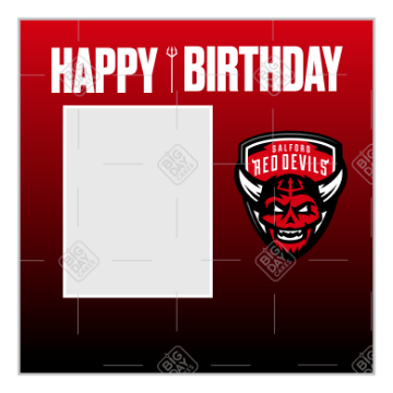 Salford Red Devils fade Happy Birthday frame - square
