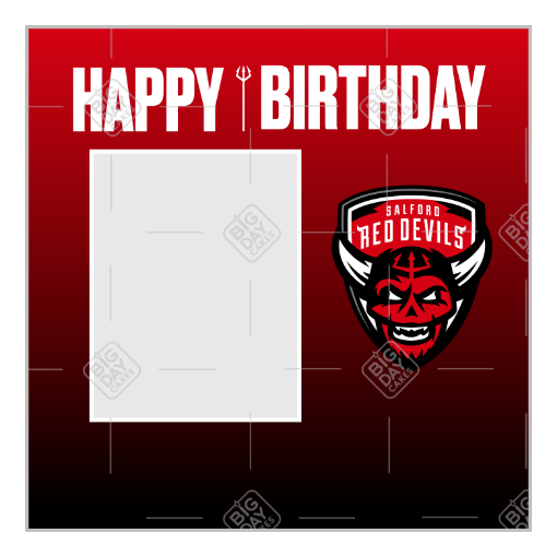 Salford Red Devils fade Happy Birthday frame - square
