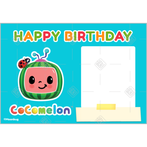 CoComelon Happy Birthday - turquoise frame - landscape