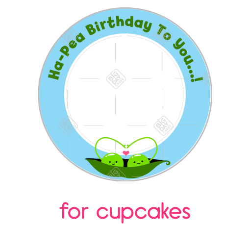 Ha-Pea-Birthday frame - cupcakes