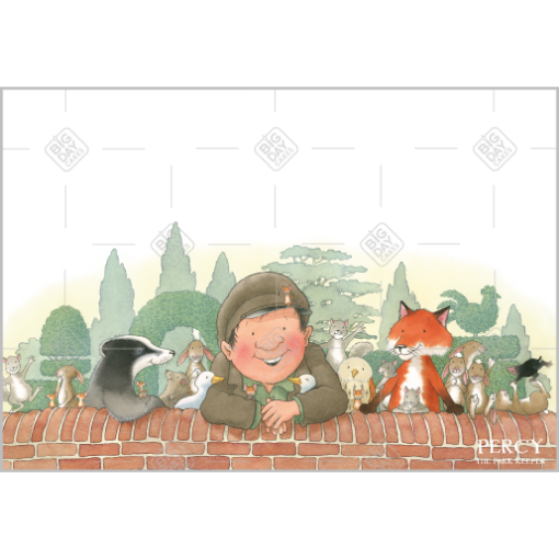 Percy and animals on the wall topper - landscape
