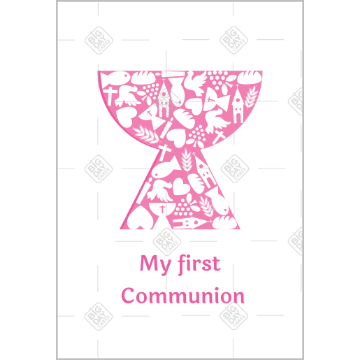 First Communion Chalice pink topper - portrait