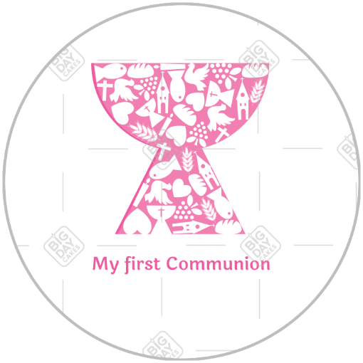 First Communion Chalice pink topper - round