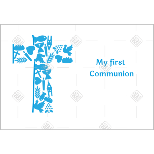 First communion - blue cross blue topper - landscape
