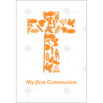 First communion orange cross topper - portrait