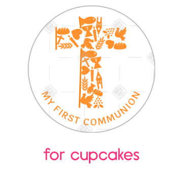 First communion orange cross topper - cupcakes