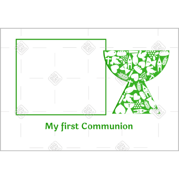 First communion - green frame with chalice frame - landscape