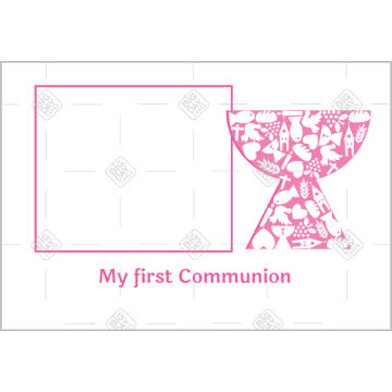 First communion - pink frame with chalice frame - landscape