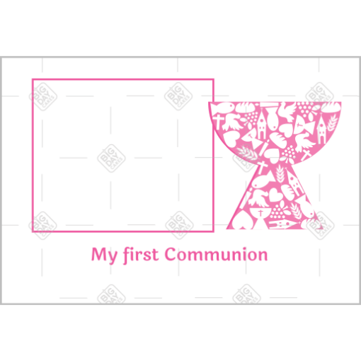 First communion - pink frame with chalice frame - landscape
