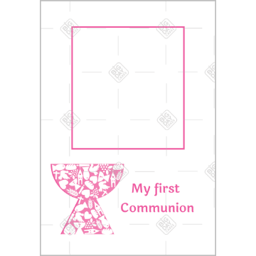 First communion - pink frame with chalice frame - portrait